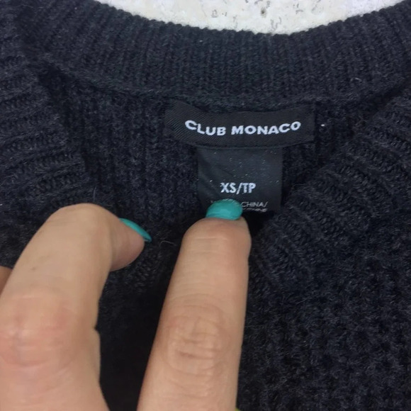 Club Monaco Ellodie Grey Wool Ruffle Puff Sleeve Knit Sweater XS - Picture 5 of 12